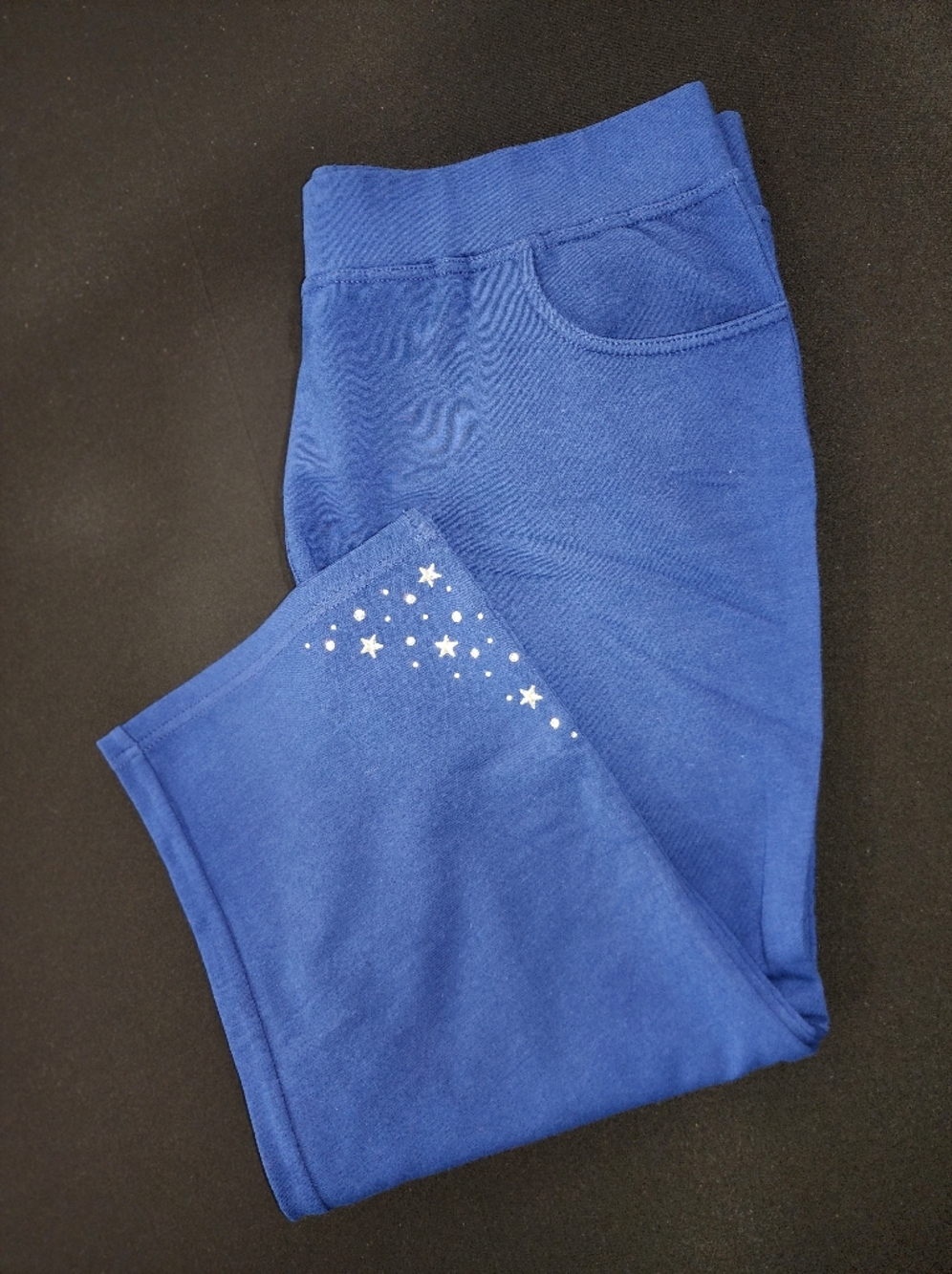 Quacker Factory Blue Capris with Silver Star Accents New Womans Plus Size Large - Picture 6 of 11
